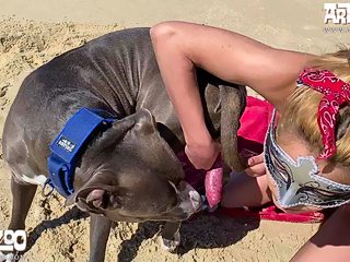 Animal and girl sex public